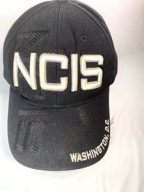 NCIS Washington DC Baseball Cap Hat Adjustable Black White Textured Old Glory